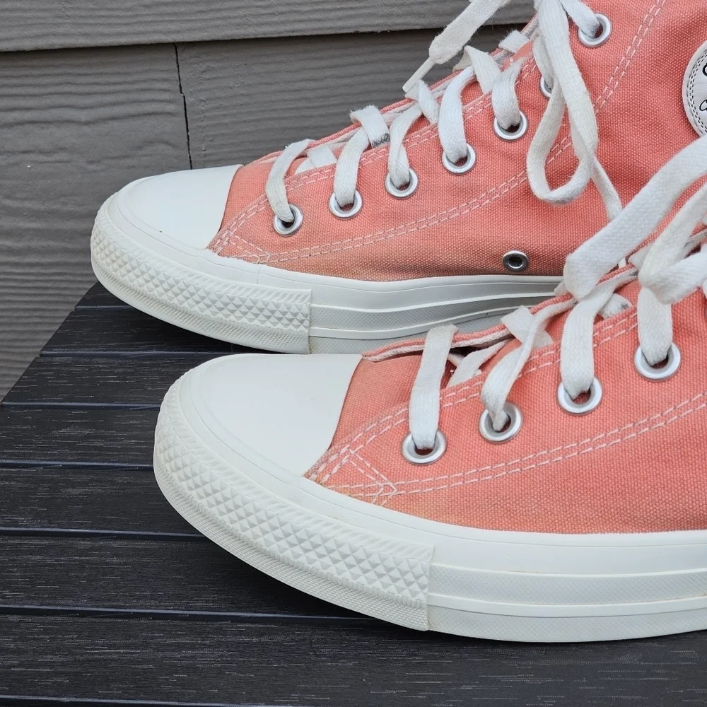 Converse Hi Top Shoes Heart & Floral Embroidery Bright Madder Pink A02203C 9.5 - Picture 3 of 15